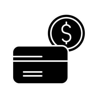 Para için. Kredi kartı ve sikke web simgesi basit tasarım