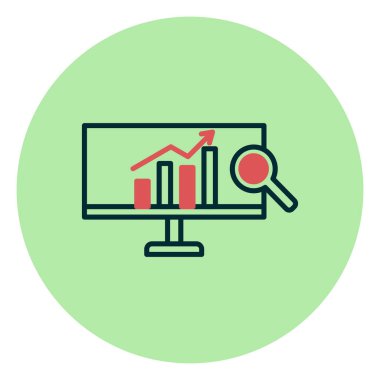Analizler ince çizgi simgesi, veri araştırma vektörü illüstrasyonu