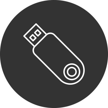 USB flash disk simgesi. USB deposunun basit bir illüstrasyonu