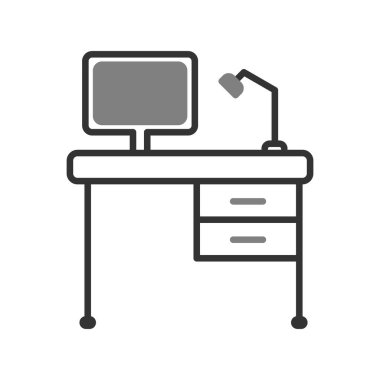 ofis masa simgesi vektör illüstrasyonu