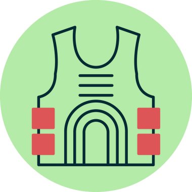 Kurşun geçirmez yelek simgesi, vektör çizimi, vücut zırhı 