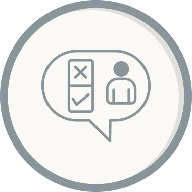 Konuşma balonu ve seçim hakkı olan bir kişi simge vektör illüstrasyon tasarımını işaretler, iyi seçim konsepti