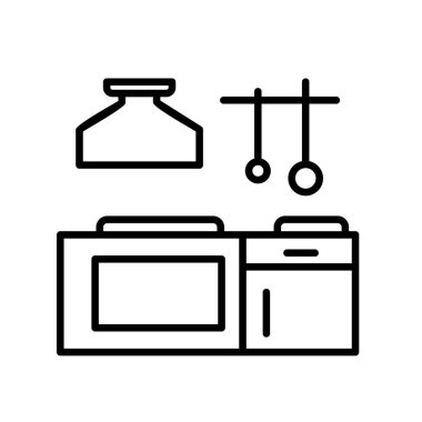 Ev aletleri. Mutfak mobilyası simgesi, vektör illüstrasyonu
