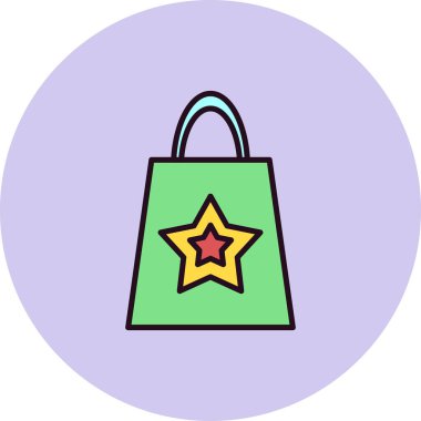 Alışveriş poşeti simgesi, vektör illüstrasyonu