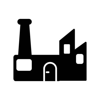 Fabrika binası ikonu. Ağ için Sürdürülebilir Fabrika vektör simgesinin özeti