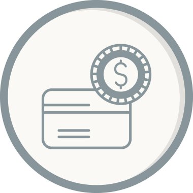 Para için. Kredi kartı ve sikke web simgesi basit tasarım