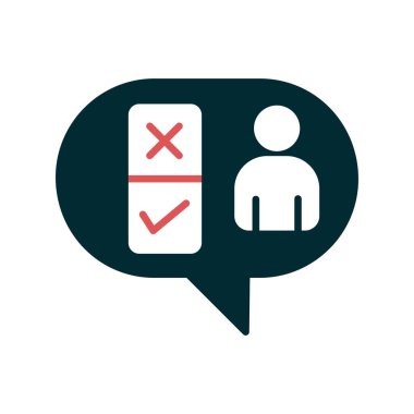 Konuşma balonu ve seçim hakkı olan bir kişi simge vektör illüstrasyon tasarımını işaretler, iyi seçim konsepti