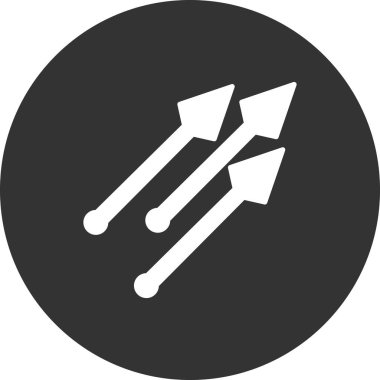 ok işareti ikon vektörü. İnce çizgili resim grafiği. Mızraklar izole edilmiş sınır sembolü çizimi