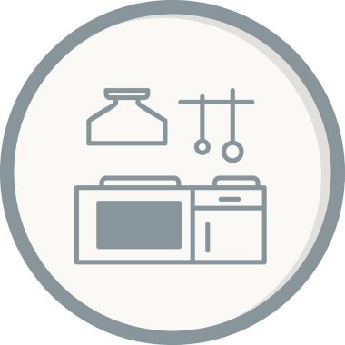 Ev aletleri. Mutfak mobilyası simgesi, vektör illüstrasyonu