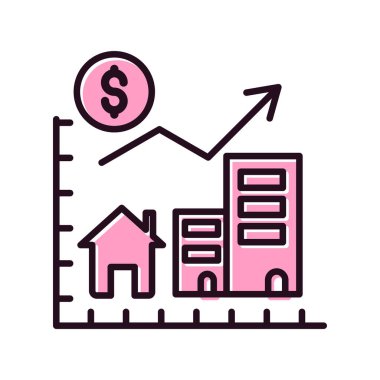 iş ve finans çizgisi simgesi, vektör illüstrasyonu, emlak sembolü. Vektör illüstrasyonu