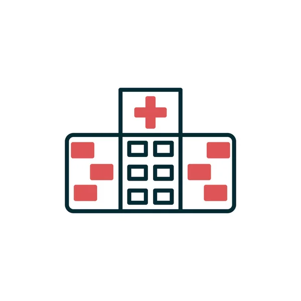 Hospital Medical Building Thin Line Icon Outline Vector Illustration Isolated — Stock Vector