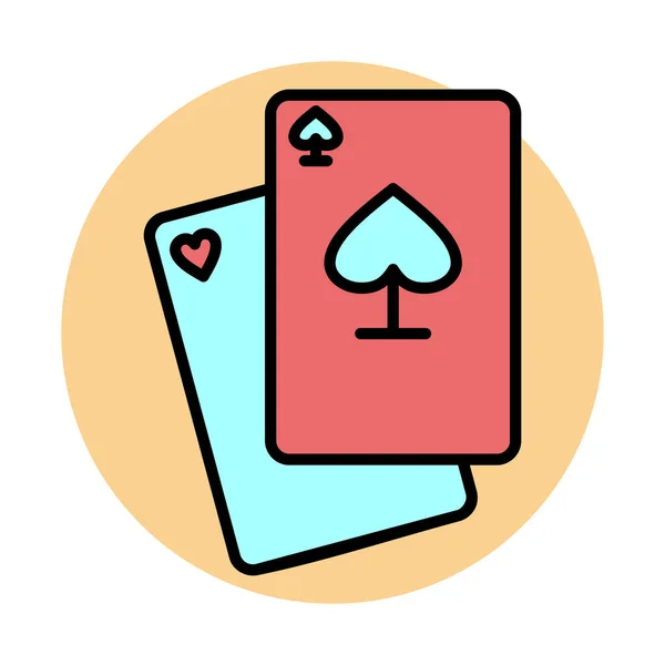 Cartões Poker Fundo Branco Estilo Plano — Vetor de Stock