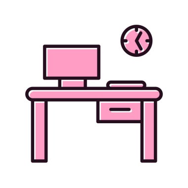 çalışma masası ve malzeme vektör illüstrasyon grafik tasarımı ile tablo