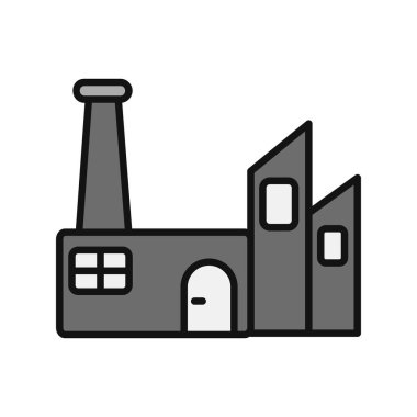 Fabrika binası ikonu. Ağ için Sürdürülebilir Fabrika vektör simgesinin özeti