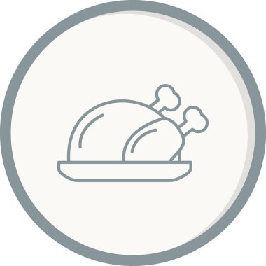 Yemek ikonunun vektör çizimi, ızgara tavuk. 