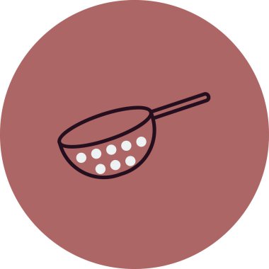 Süzgeç simgesi. Web için kızartma tava vektör simgelerinin özeti