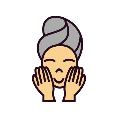 Kadın yüz ikon vektör illüstrasyon grafik tasarımı, Yıka yüzü