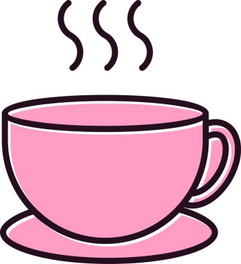 Sıcak çay fincanı vektör çizgisi simgesi. 