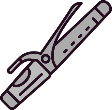 Saç bigudisi doğrusal simgesi. Saç maşası. Profesyonel saç stili. İnce çizgi çizimi.