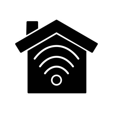 akıllı ev ikonu. Uzaktan erişimi olan ana hatlı ev, beyaz arkaplanda izole edilmiş web tasarımı için vektör sembolü