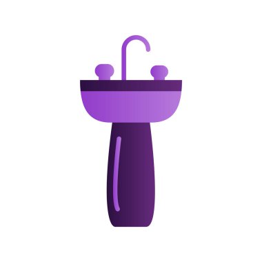 lavabo simgesi vektörü. izole edilmiş sınır elemanı çizimi