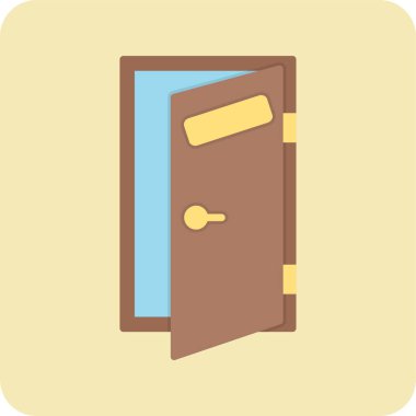 Kapı simgesi. Web ve mobil aygıtlar için düz tasarım çizimi.