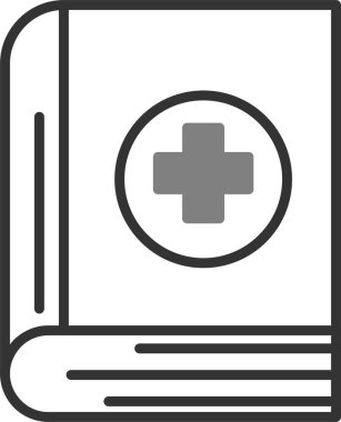 Çapraz düz ikonlu tıp kitabı, vektör illüstrasyonu 