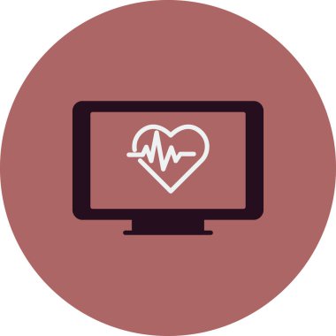 Kalp monitörü. Web simgesi basit illüstrasyon