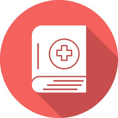 Çapraz düz ikonlu tıp kitabı, vektör illüstrasyonu 