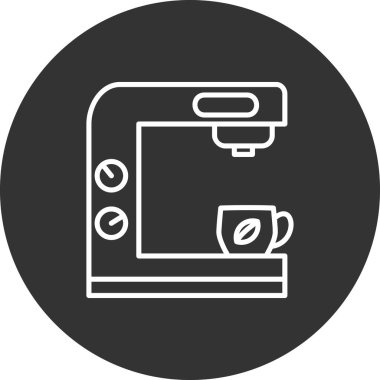  Kahve makinesi simgesi, vektör illüstrasyonu