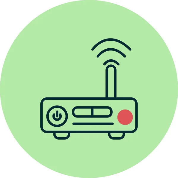 Wireless Router Vector Line Icon Modem — Stock Vector