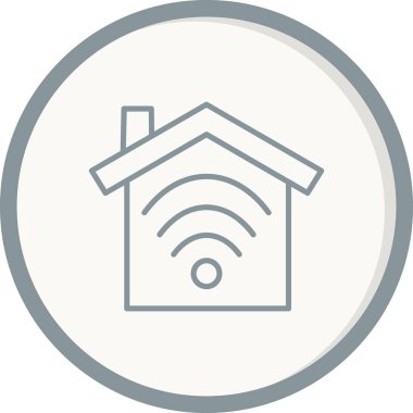 akıllı ev ikonu. Uzaktan erişimi olan ana hatlı ev, beyaz arkaplanda izole edilmiş web tasarımı için vektör sembolü