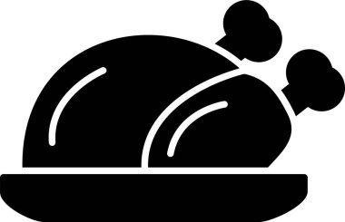 Yemek ikonunun vektör çizimi, ızgara tavuk. 