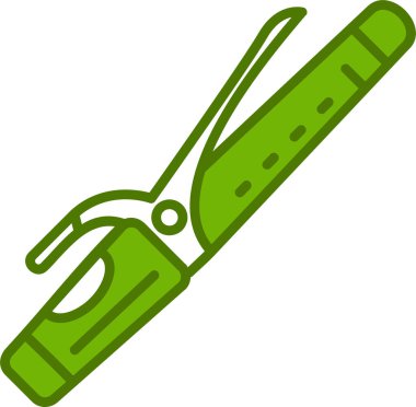 Saç bigudisi doğrusal simgesi. Saç maşası. Profesyonel saç stili. İnce çizgi çizimi.