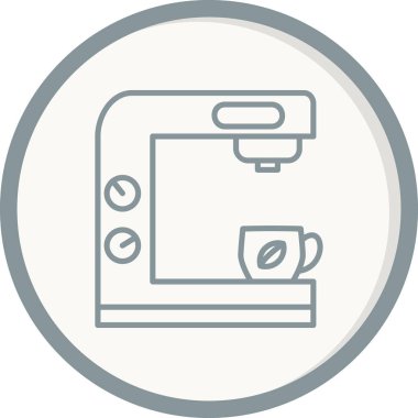  Kahve makinesi simgesi, vektör illüstrasyonu