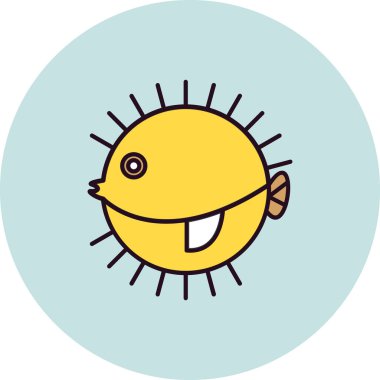 Kirpi Balığı simgesi vektör çizimi