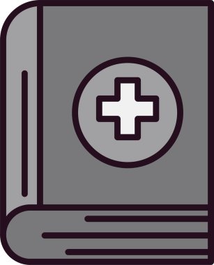 Çapraz düz ikonlu tıp kitabı, vektör illüstrasyonu 