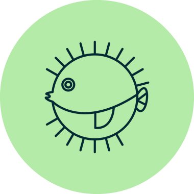 Kirpi Balığı simgesi vektör çizimi