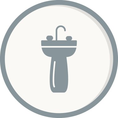 lavabo simgesi vektörü. izole edilmiş sınır elemanı çizimi