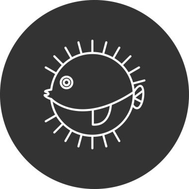 Kirpi Balığı simgesi vektör çizimi