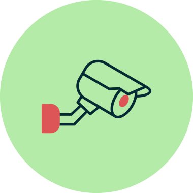 Güvenlik kamerası, güvenlik, güvenlik, araç simgesi. Basit resimleme 