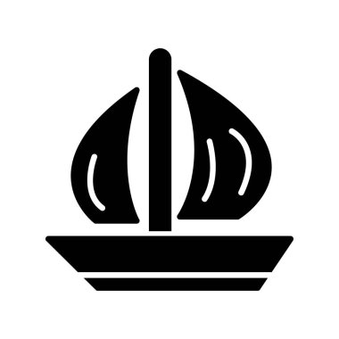 Yelkenli tekne ikonu vektör illüstrasyonu