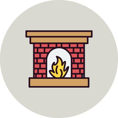 Şömine. Web simgesi basit illüstrasyon 