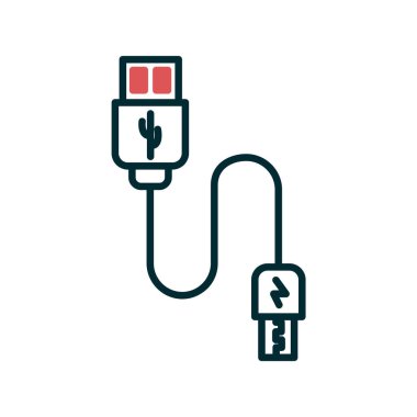 Usb Kablo simgesi, vektör illüstrasyonu