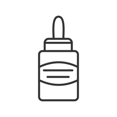 Ağ ve mobil uygulama tasarımınız için beyaz arkaplanda izole edilmiş sıvı yapıştırıcı şişe ikonu vektörü, yapıştırıcı logosu kavramı