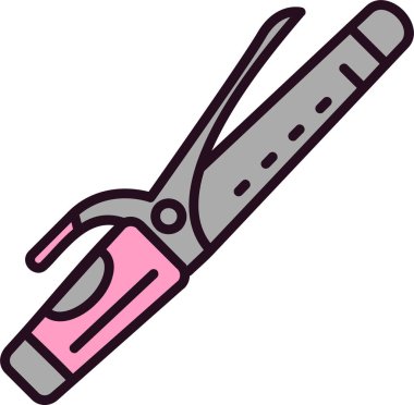 Saç bigudisi doğrusal simgesi. Saç maşası. Profesyonel saç stili. İnce çizgi çizimi.