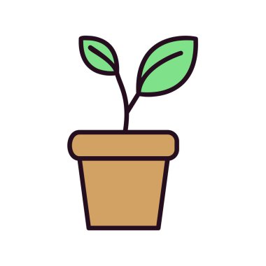 bitki pot ikonu vektör illüstrasyonu 