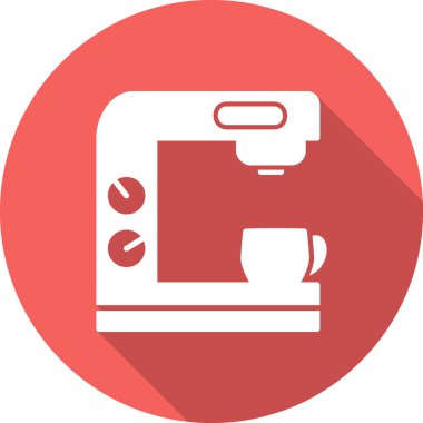  Kahve makinesi simgesi, vektör illüstrasyonu