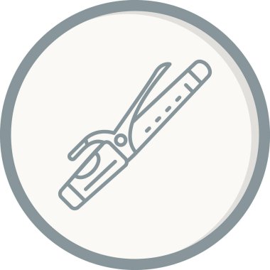 Saç bigudisi doğrusal simgesi. Saç maşası. Profesyonel saç stili. İnce çizgi çizimi.