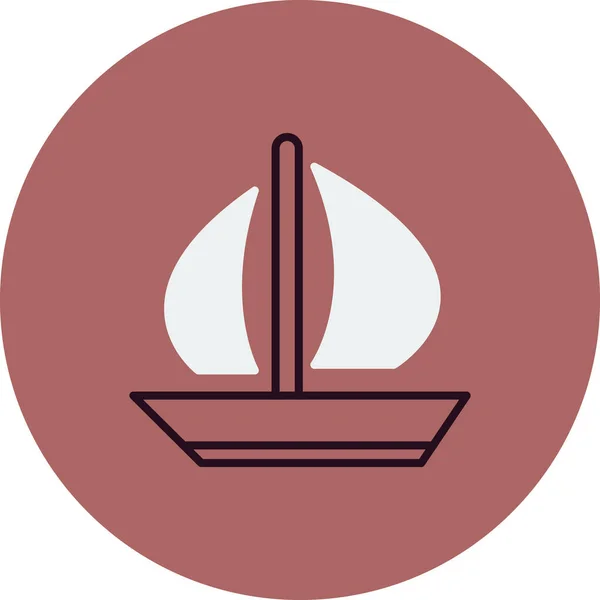 Icono Barco Vela Vector Ilustración — Vector de stock